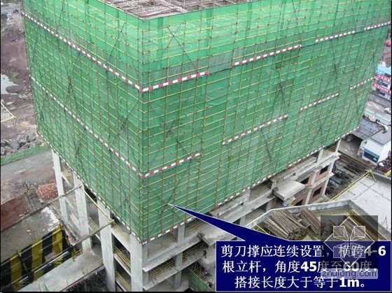 建筑工程槽钢悬挑外脚手架搭设工艺培训讲义（96页 附图较多）-剪刀撑应连续设置