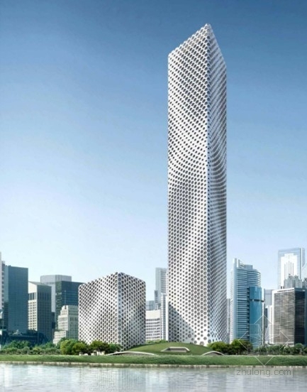 120米超高层办公资料下载-[天津]某企业超高层办公楼建筑方案文本（358米）