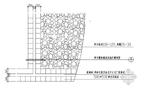 灯槽做法详图资料下载-卵石镶嵌铺装及地灯槽平面详图