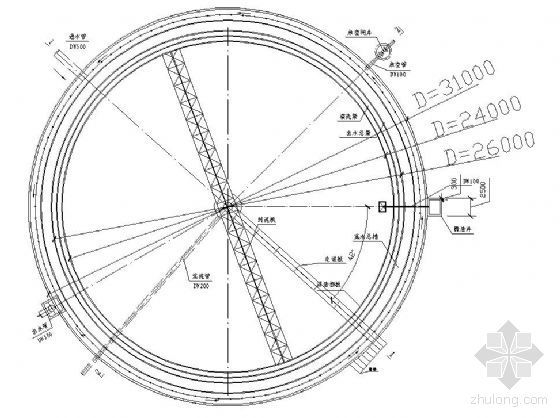 辐流式沉淀池CAD图纸资料下载-辐流式二沉池大样图