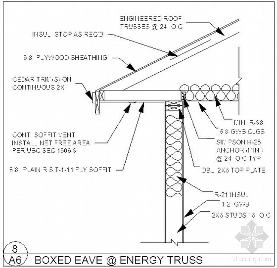 钢结构屋脊节点图资料下载-某木结构屋檐节点图