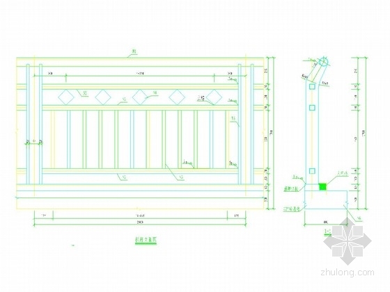 [重庆]双向六车道二级公路改扩建工程施工图设计195张-人行道护栏大样图 