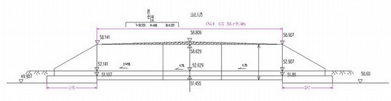 城市主干道互通框架桥施工方案（下穿道路，2013）-横断面图 