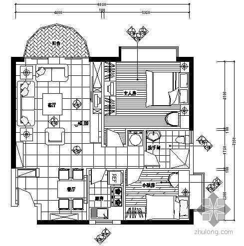 家装施工图两居室资料下载-某两居室装修施工图