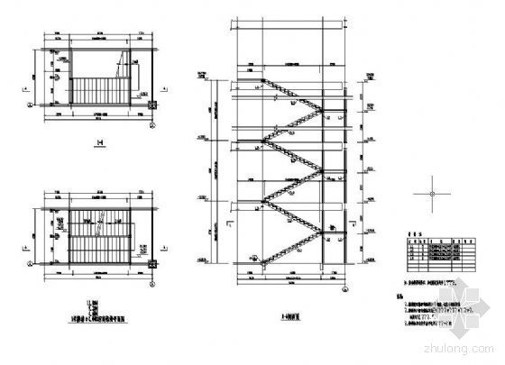 四跑钢楼梯资料下载-某两跑钢楼梯详图