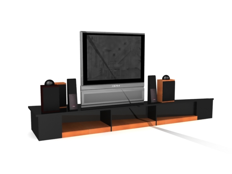 中式实木电视柜3d模型资料下载-电视柜3D模型下载