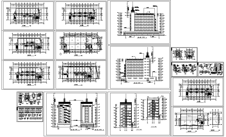 上海某现代商住综合楼建筑设计施工图CAD-上海某现代多层商住综合楼建筑设计施工图