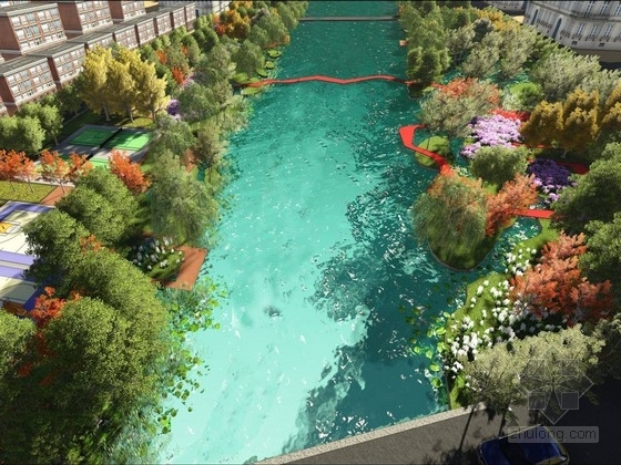河道水边景观设计资料下载-[四川]田园知名地产生态走廊河道景观设计方案