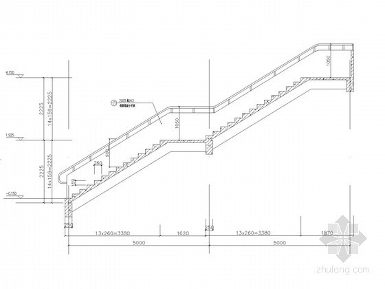 混泥土楼梯剖面图资料下载-直跑混凝土楼梯节点构造详图