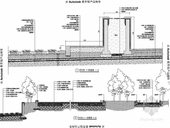 [长沙]湘军文化园景观工程施工图-停车场剖面图