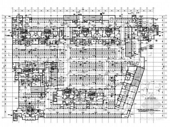 住宅楼栋单元组合平面图资料下载-[安徽]高层住宅小区建筑给排水平面图（气体灭火）