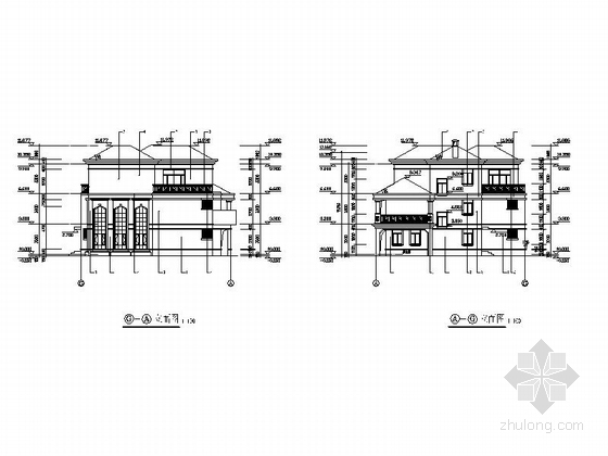 [广东]三层别墅建筑施工图(三厅五卧五卫 约190平米)-三层别墅建筑剖面图