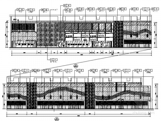 [四川]2.79亿夺标大厦改建四星级高档奢华酒店装修施工图（含方案）西餐厅立面图