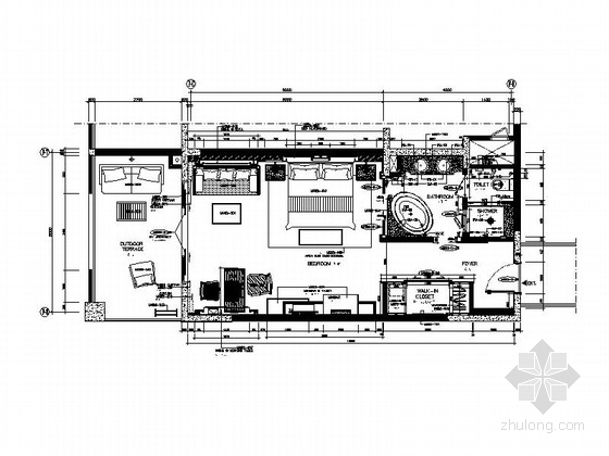 更衣室柜cad资料下载-[云南]清新原木酒店式公寓样板间室内施工图（含效果图）