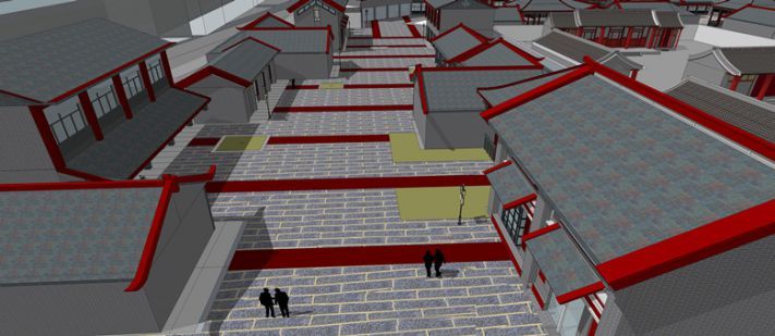 中式风格商业街建筑cad资料下载-中式风格商业街SU模型设计