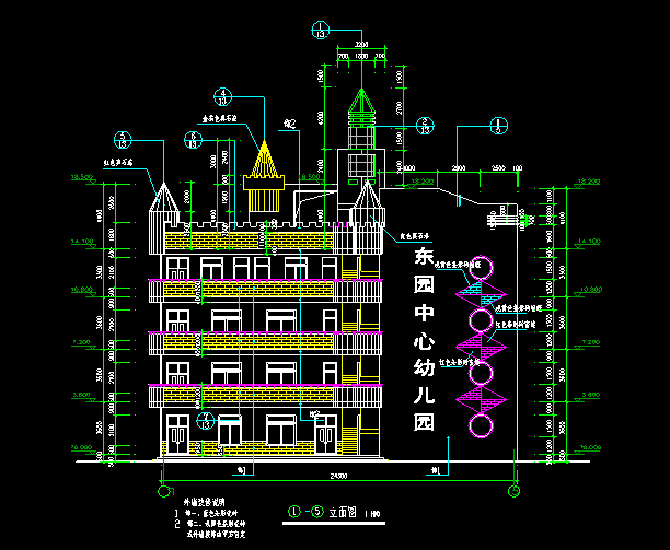 四层幼儿园建筑设计图资料下载-4层幼儿园建筑设计图