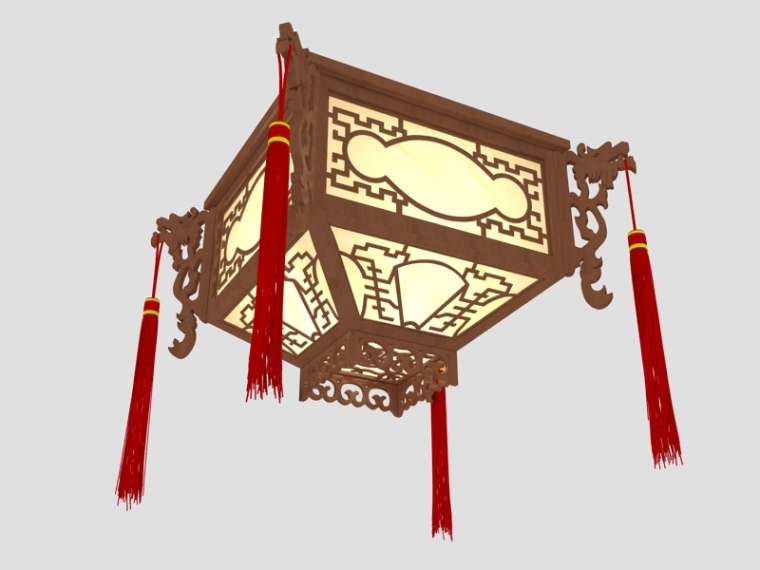 复古中式装修图片资料下载-复古中式吊灯3D模型下载