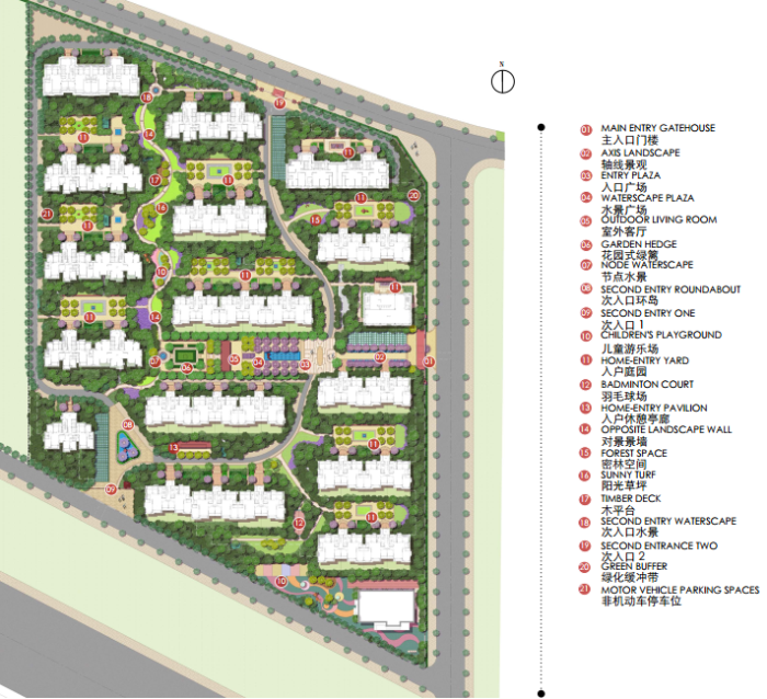 [河南]ArtDeco风格绿色生态居住区景观规划设计方案-总平面图