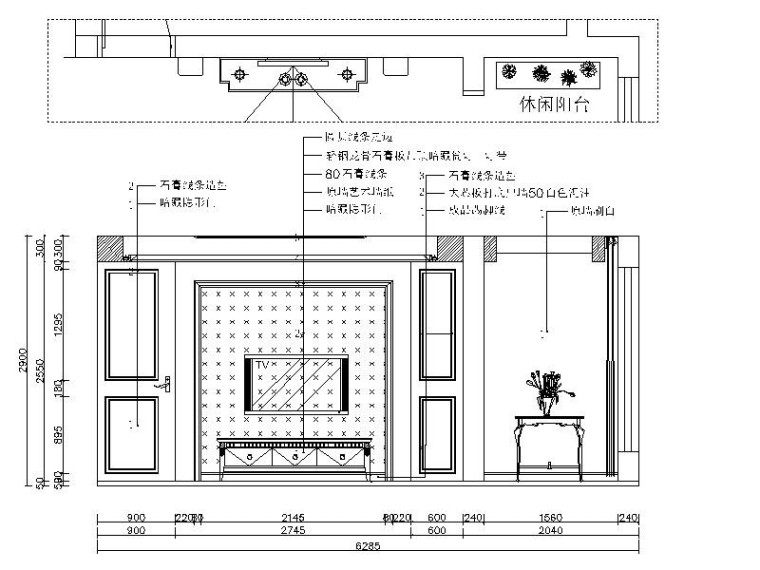 [湖南]简约欧式温馨三居室样板房设计施工图（含效果图）-[湖南]简约欧式温馨三居室样板房设计立面图