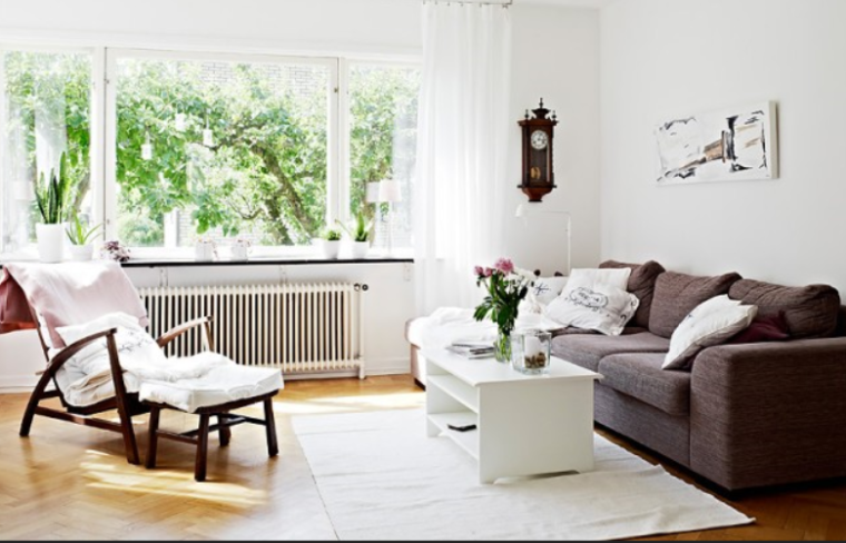 简约北欧风卧室资料下载-白色清新家简约时尚北欧风格二居室实景图