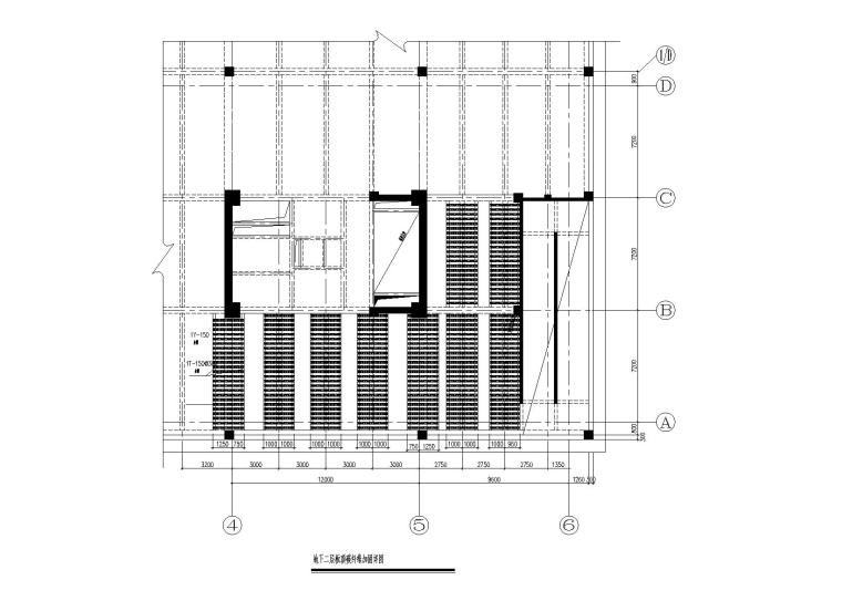 [上海]办公楼密集柜区域梁板加固及局部增建改造施工图-地下二层板顶碳纤维加固详图