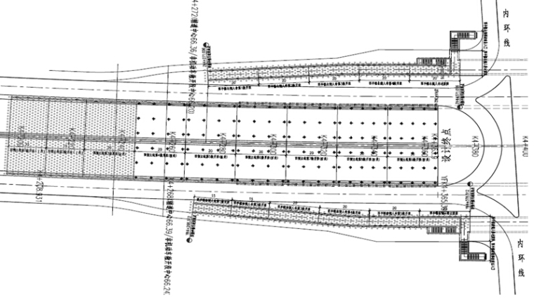 城市主干路道路工程施工组织设计171页（水泥搅拌桩，路桥排水附属设施）-下穿通道涵位平面布置图