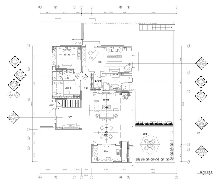 公共空间设计CAD效果图资料下载-[四川]万科新中式古典样板间设计（附效果图及材料清单）