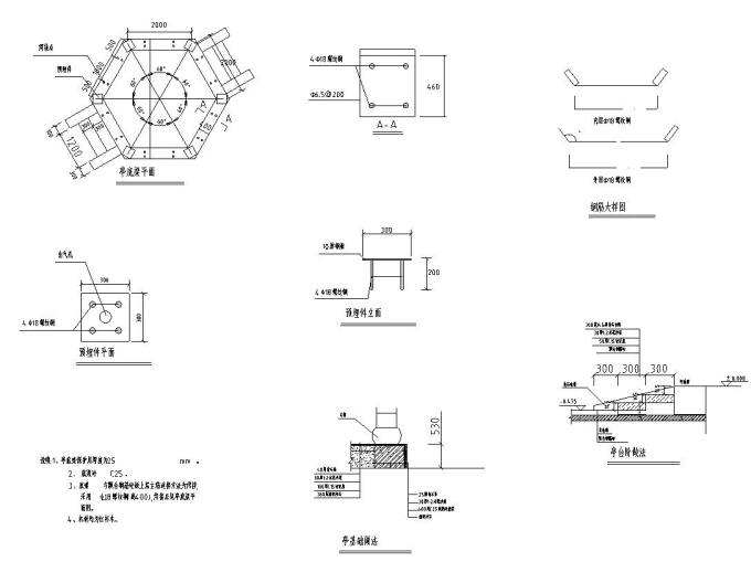 某小公园施工图全套.-六角亭详图1