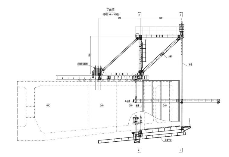 挂篮施工设计施工图纸（PDF，124页）-挂篮施工立面图