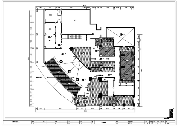 餐厅室内装修设计施工图及效果图-一层地面抬高图