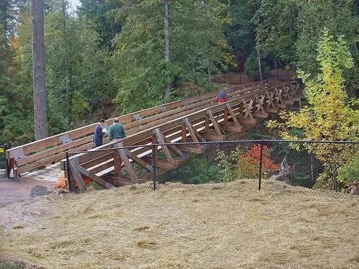 木结构桥梁，160米跨度，车还能在上面行驶_14
