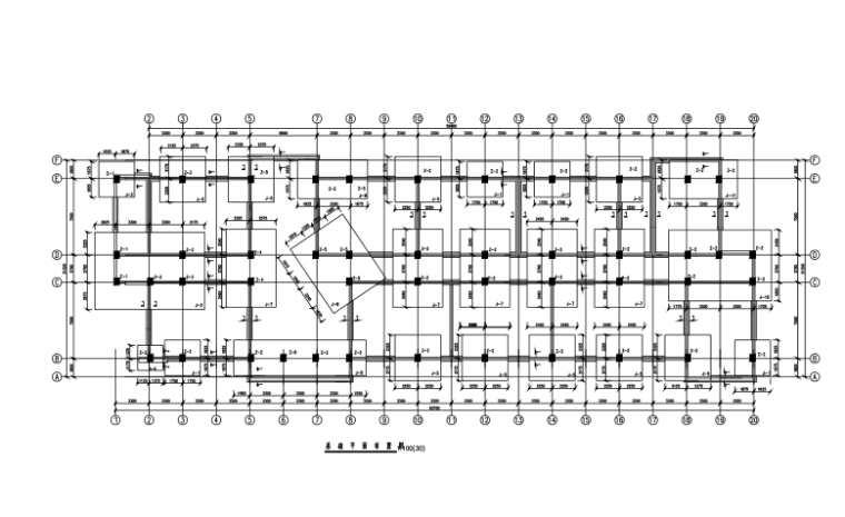 6层框架结构教学楼建筑结构施工图（CAD、30张）-基础平面布置图