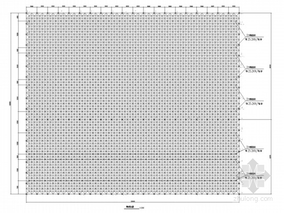 [辽宁]二层框架净水厂净水车间结构施工图-网架布置示意图 