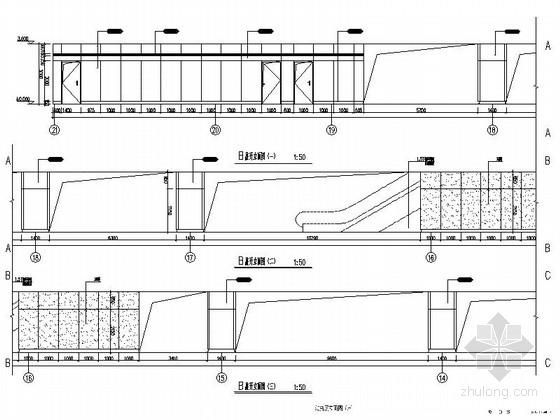 [上海]现代轨道交通线路工程室内站台装修施工图立面图 