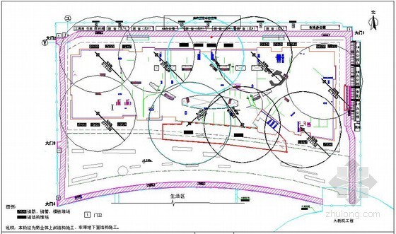 文化中心建筑平面cad资料下载-[天津]文化中心商业体项目施工现场平面布置图（9张）