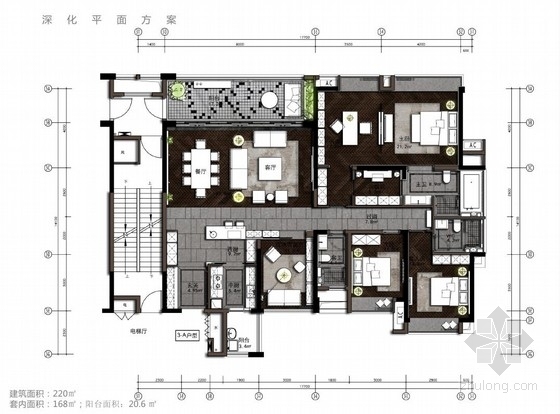 老年人室内设计方案资料下载-[东莞]都市精英国际风格四居室样板房室内设计方案