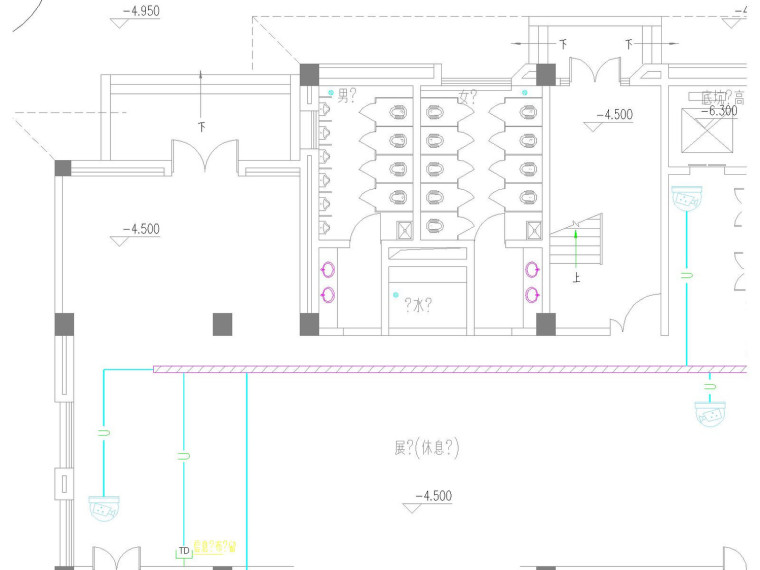 [陕西]延安大学学院楼电气施工图-一层弱电平面图（设备）.jpg