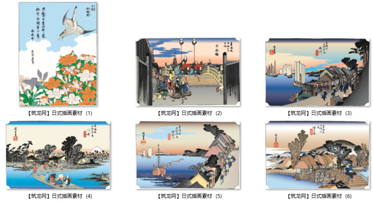 日本三口之家的房子资料下载-古典素材-日本插画素材（JPG,AI,CDR格式）