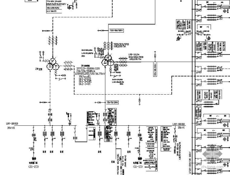 变电站主接线图资料下载-山西某220KV变电站一次主接线图