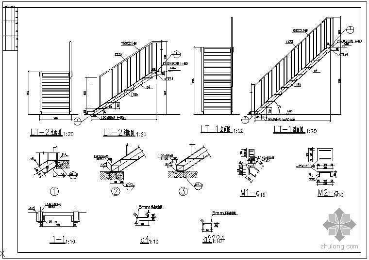 钢楼梯吊装施工方案资料下载-某钢楼梯施工节点构造详图