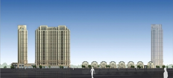 [浙江]法式风格高层住宅楼建筑设计方案文本（含CAD）-法式风格高层住宅楼建筑立面图