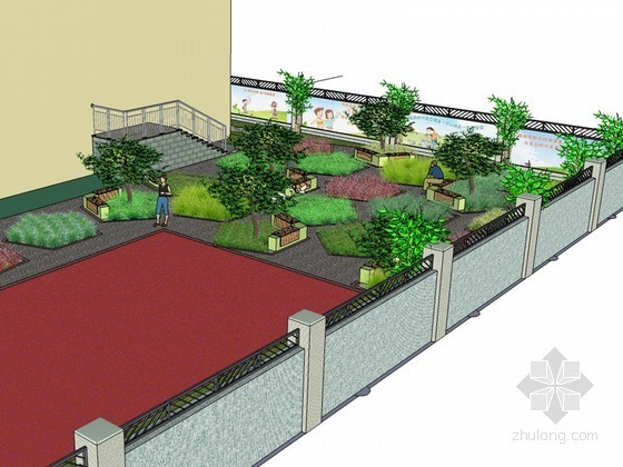 学校景观概念设计资料下载-学校景观SketchUp模型下载