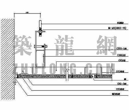 铝方通吊顶大样图资料下载-小幅纸面石膏板CS60上人吊顶节点图1