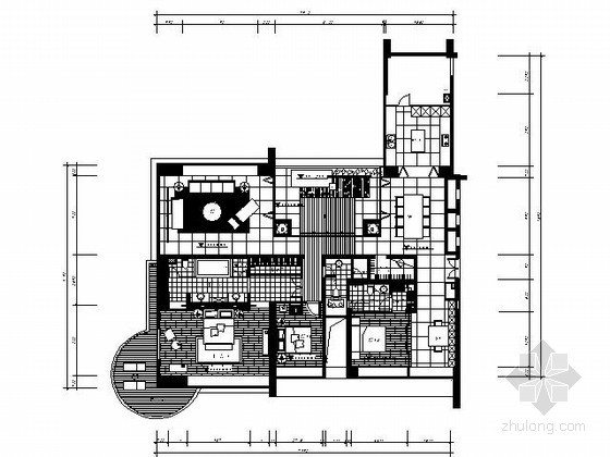 现代经典四居室资料下载-现代风格经典样板房四居室施工图（含效果）