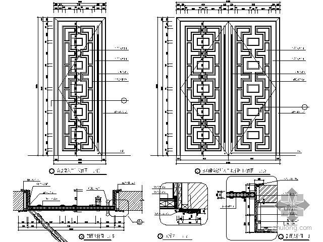 地弹簧门施工方案资料下载-会议厅入口地弹簧门详图