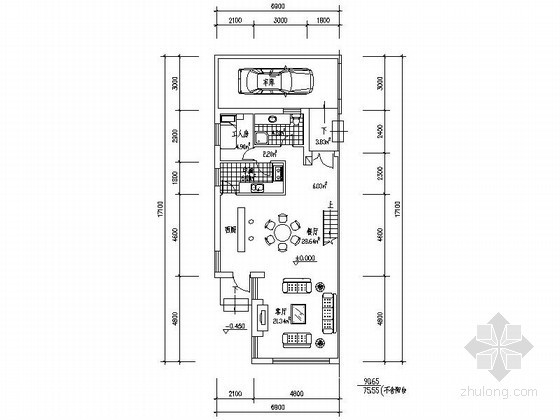 70平方别墅设计效果图与户型图资料下载-某三层独栋别墅户型图（北入口、194平方米）