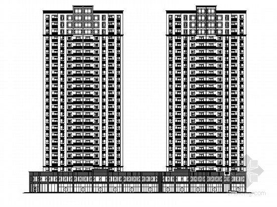 二梯四户塔楼资料下载-[湖北]高层塔楼式框架剪力墙结构住宅建筑施工图