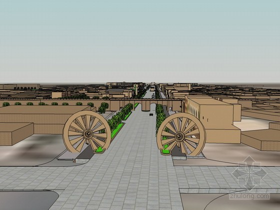 商业老街CAD资料下载-吐鲁番老街sketchup模型下载