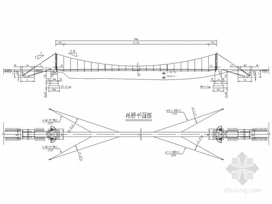 70米跨钢箱梁图纸资料下载-70米跨径人行悬索桥施工图