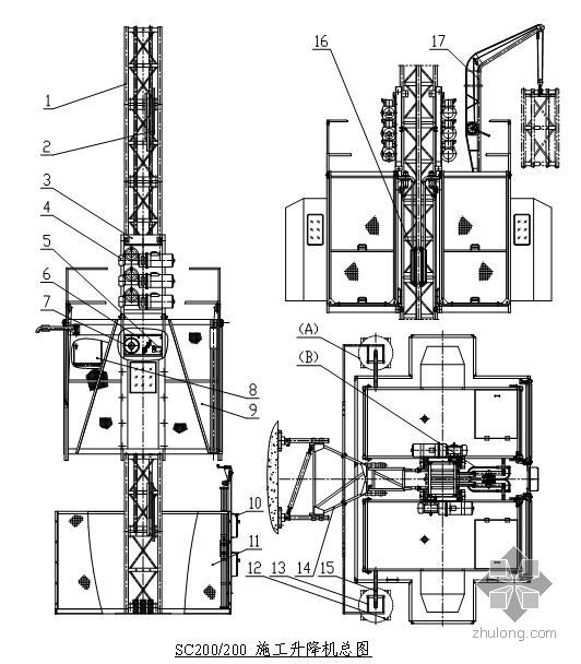 高墩塔式升降机施工方案资料下载-某3200m3高炉项目SC200.200施工升降机施工方案